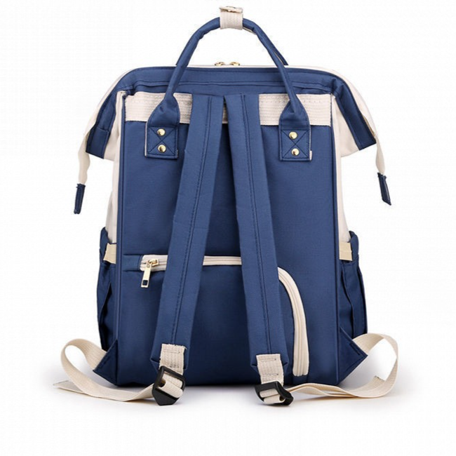 Large Capacity Dry/Wet Separate Nylon Backpack, Multifunctional Portable, Multi-Pocket Baby Diaper Bag Handbag - Blue