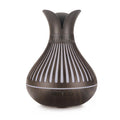 Wood Grain Flower Vase Diffuser and Humidifier, 7-Color LED Light, Timer, and Remote Control, 500 mL Ultrasonic Aroma Diffuser—Dark Wood