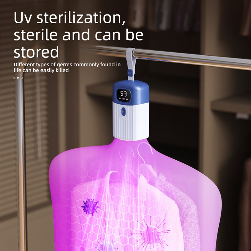 Portable Smart Clothes Dryer, 3-Temperature-Setting UV Sterilizing Mini Dryer, Foldable Hanging Dryer for Travel and Home Use (Blue)
