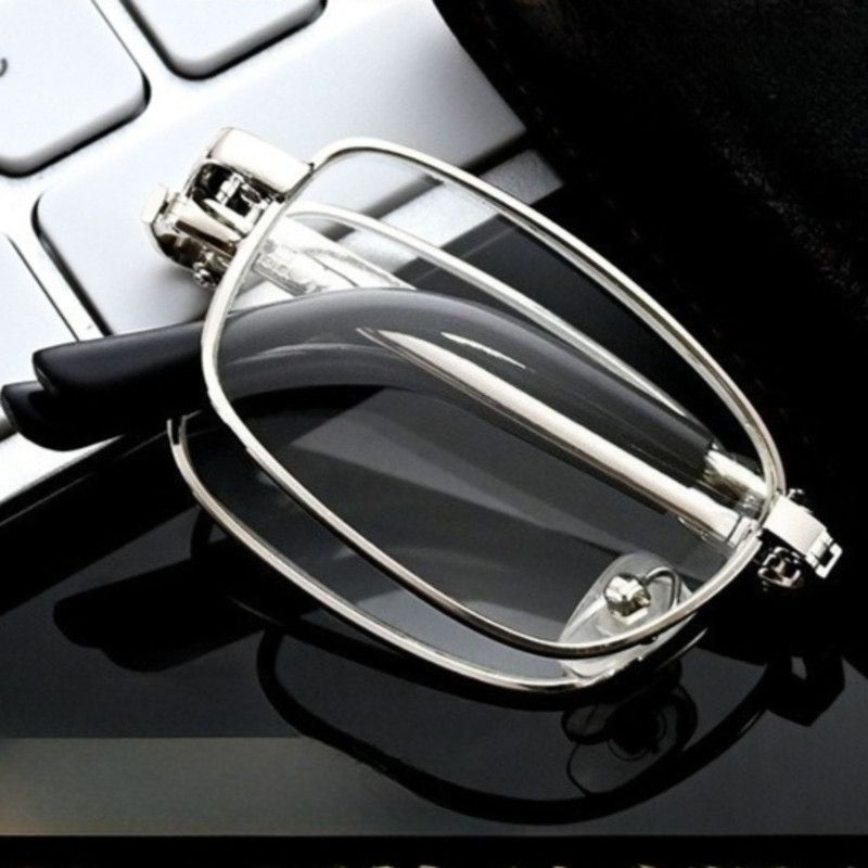 +1.50 Diopter Metal Portable Foldable Anti-Blue Light Reading Glasses, Lightweight Compact Readers for Seniors—Gold