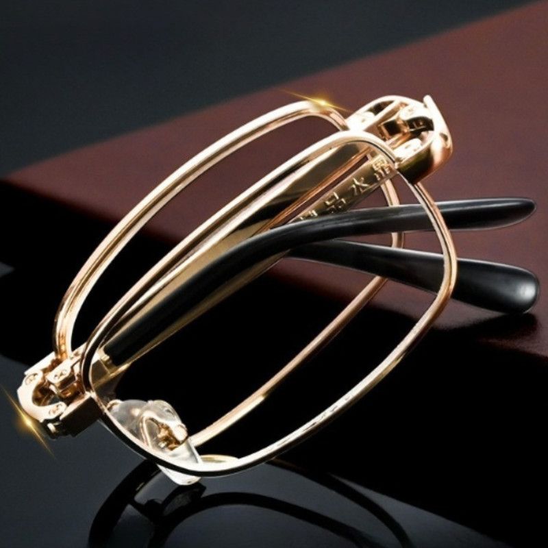 +2.50 Diopter Metal Portable Foldable Anti-Blue Light Reading Glasses, Lightweight Compact Readers for Seniors - Silver