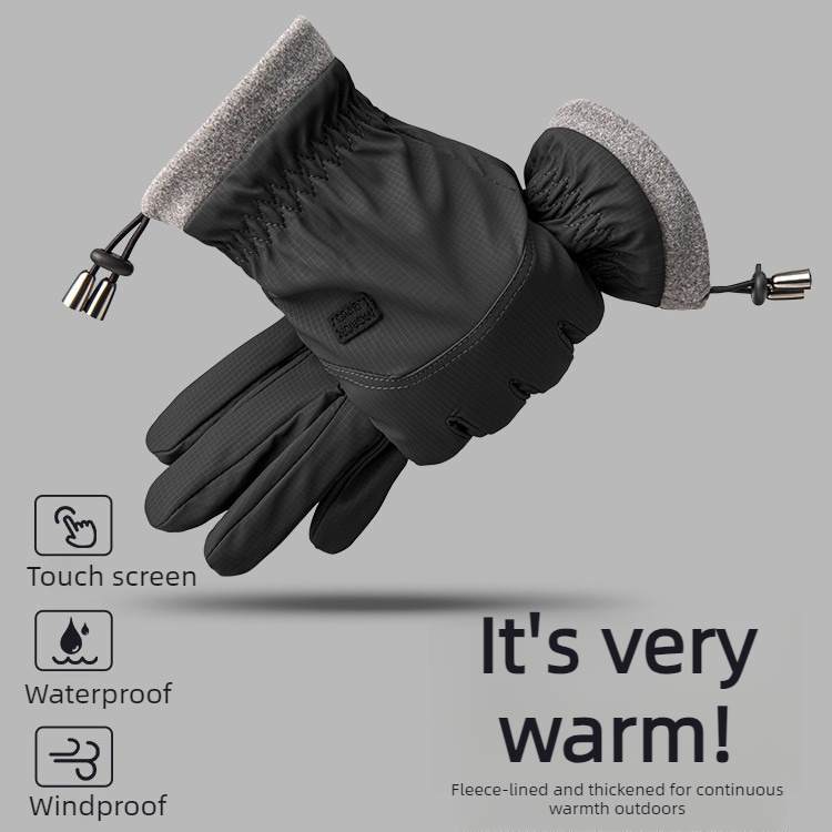 Winter Fleece-Lined Touchscreen Gloves, Windproof, Water-Resistant, Anti-Slip Thermal Gloves for Cycling and Driving, Unisex, One Pair—Blue (One Size Fits All)