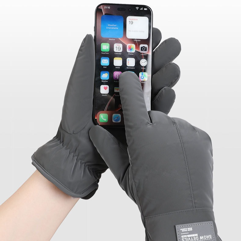 Winter Thick Polar Fleece Touchscreen Gloves, Windproof and Water-Resistant Thermal Gloves for Cycling and Motorcycling, One Pair—Khaki (One Size Fits All)
