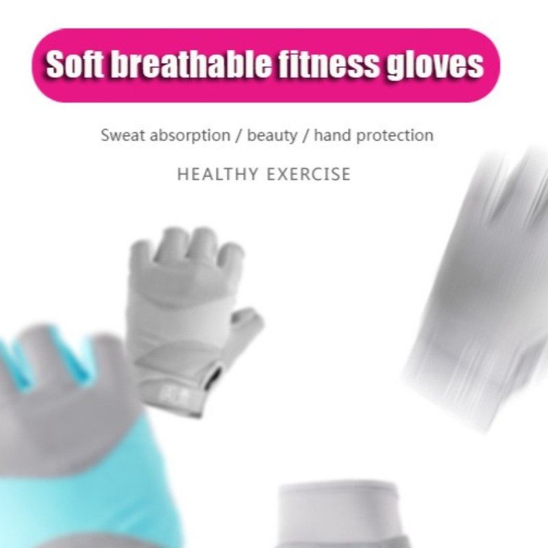 Pink - Size L - Silicone Anti-Slip Half-Finger Workout Gloves, Breathable Shock-Absorbing Gym Gloves for Cycling, One Pair, Unisex