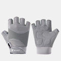 Gray - Size L - Silicone Anti-Slip Half-Finger Workout Gloves, Breathable Shock-Absorbing Gym Gloves for Cycling, One Pair, Unisex