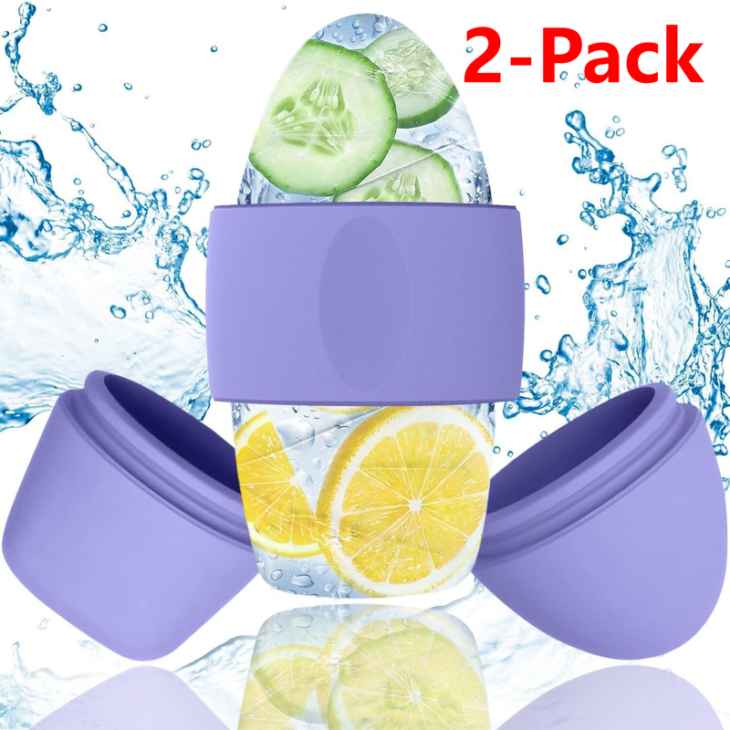 2x Ice Roller Beauty Device 2-in-1 Dual Head Cold Compress Face Tool Purple