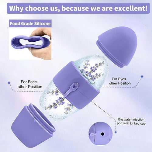 2x Ice Roller Beauty Device 2-in-1 Dual Head Cold Compress Face Tool Purple