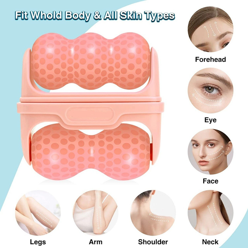 Ice Roller Beauty Device Double Sided Cold Compress Face Body Massager Purple