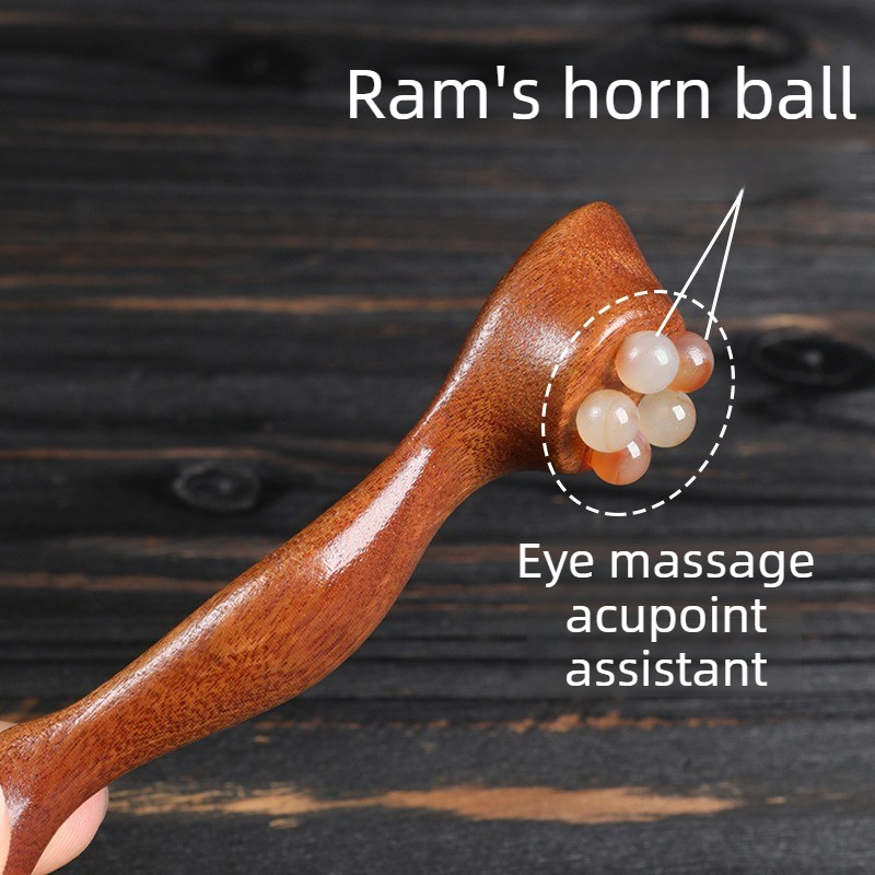 Gua Sha Massage Stick Set 2pc Natural Horn Roller Face Eye Full Body