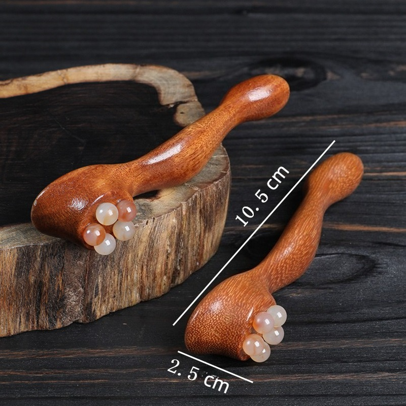 Gua Sha Massage Stick Set 2pc Natural Horn Roller Face Eye Full Body