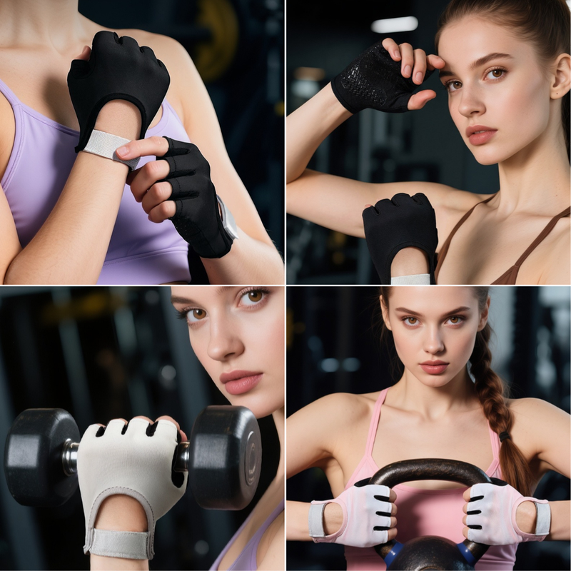 Pink - Size L - Women's Half-Finger Fitness Gloves, Silicone Anti-Slip Breathable Gloves for Yoga, Cycling, and Sports