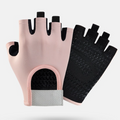 Pink - Size S - Women's Half-Finger Fitness Gloves, Silicone Anti-Slip Breathable Gloves for Yoga, Cycling, and Sports