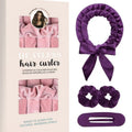 Velvet Heatless Hair Curlers Set, Overnight No-Heat Curling Ribbon with Scrunchies & Hair Clip - Purple