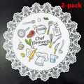 2-Pack Round PVC Lace Coffee-Printed Placemats, Waterproof, Oil-Resistant, Heat-Insulating, Non-Slip Table Mats - Cartoon Design