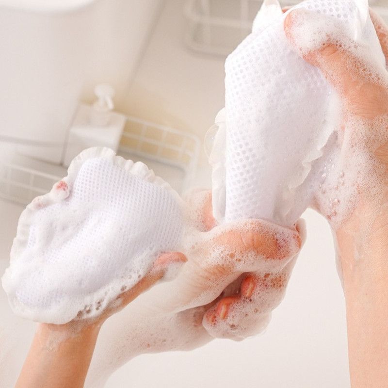 2-Pack Ins Style Cloud & Heart Soap Foaming Bag, Facial Bubble Net Soap Storage Pouch—Pink