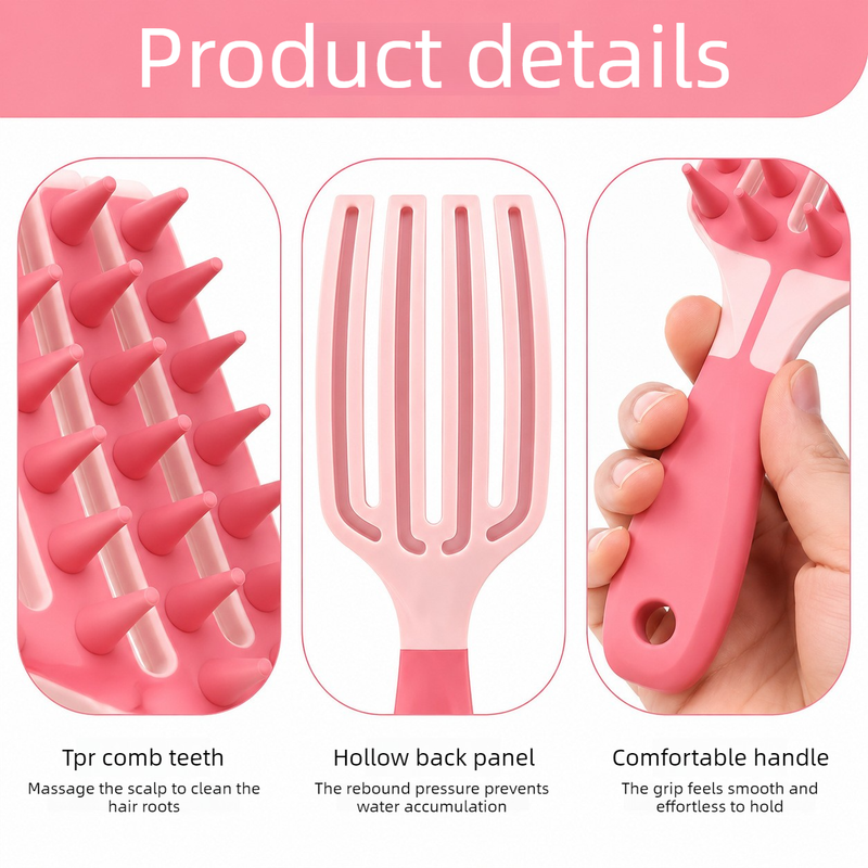 Two-Tone TPR Scalp Massage Shampoo Brush, Wet & Dry Hair Cleaning Comb for Itch Relief & Dandruff Removal—Green