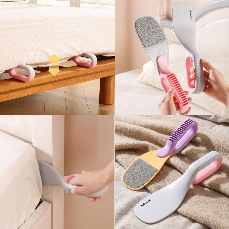 Multi-Function Mattress Lifting Tool, Labor-Saving Bed Sheet Tucking Helper, Double-Sided Static Lint Remover Brush—Gray