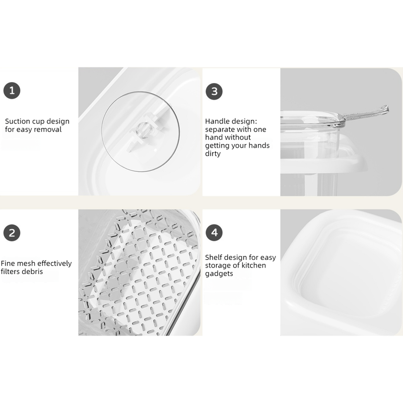 Sink Filter Drain Basket, Kitchen Wet/Dry Separation Food Residue Collector, Multi-function Storage Rack—White