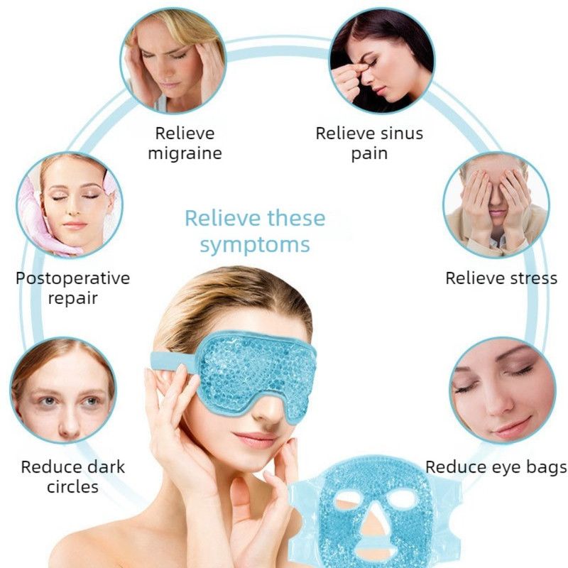 Gel Bead Hot & Cold Facial Mask & Eye Mask Set, Cooling and Heating Pack for Face and Eye Relief—Green