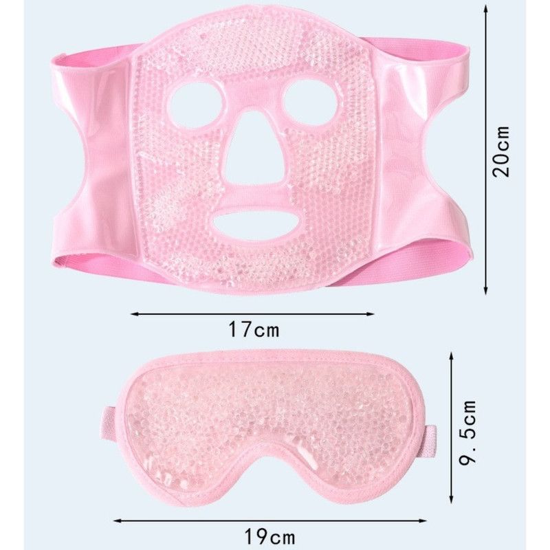 Gel Bead Hot & Cold Facial Mask & Eye Mask Set, Cooling and Heating Pack for Face and Eye Relief—Green