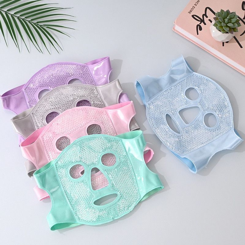 Gel Bead Hot & Cold Facial Mask & Eye Mask Set, Cooling Heating Pack for Face & Eye Relief—Pink