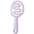 Long-Handled Hollow Hair Shampoo Brush, TPR Soft-Bristle Scalp Massager, for Wet & Dry Hair—Purple
