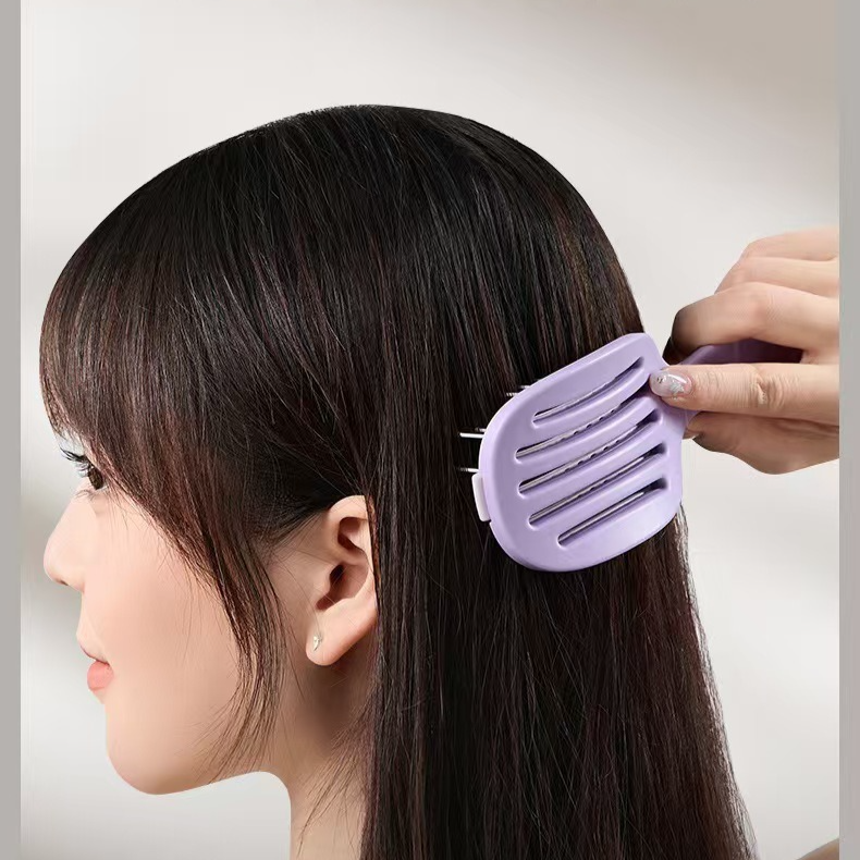 Self-Cleaning Foldable Vent Hair Brush, Portable Detachable Volumizing Scalp Massage Comb—Black + Pink