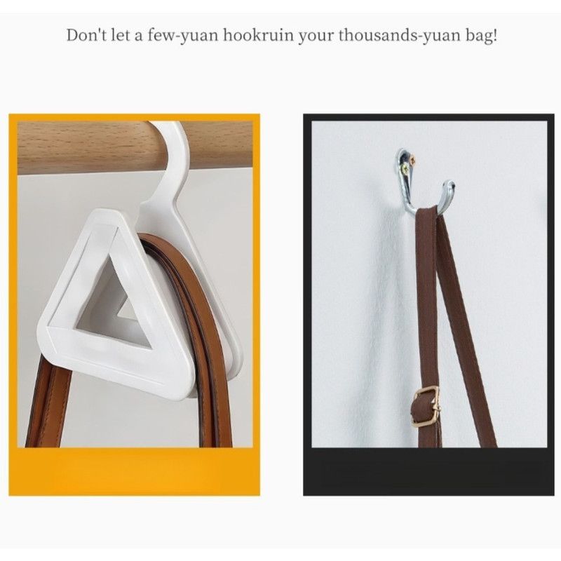 2-Pack Triangular No-Mark Bag Storage Hooks, Multi-Purpose Anti-Crease Hanger for Handbags, Scarves, and Ties—Purple