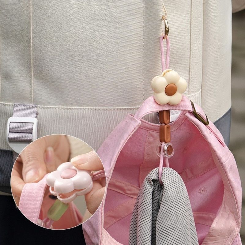 Flower Multi-Purpose Hat Clip 2-Pack, Portable Anti-Lost Cap Holder Hook for Backpacks and Outdoor Travel—Pink
