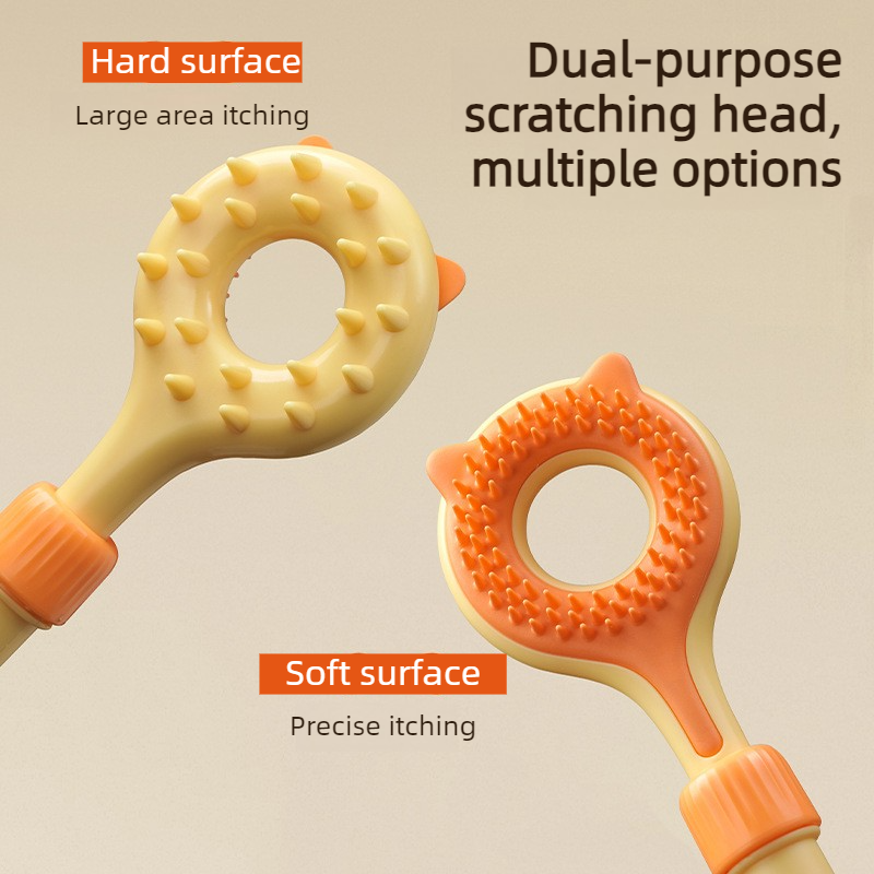3-in-1 Retractable Pet Scratching Stick, Double-Sided Cat Massage Comb for Cat Grooming—Brown