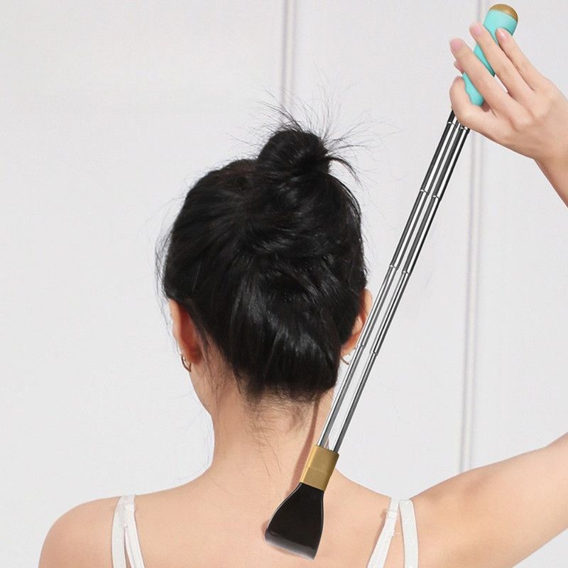 Dual Retractable Back Scratcher, Portable Self-Scratching Tool with Magnetic Massage Roller and Anti-Slip PP Claw - Yellow