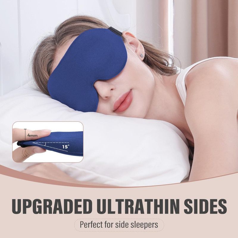 3D Deepened Sleep Eye Mask, Integrated Nose Wing, Full Light-Blocking, Breathable Eye Cover for Naps and Travel—Black