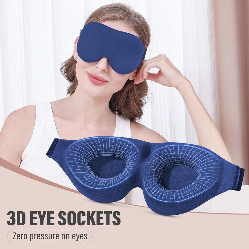 3D Deepened Sleep Eye Mask, Integrated Nose Wing, Full Light-Blocking, Breathable Eye Cover for Naps and Travel—Gray