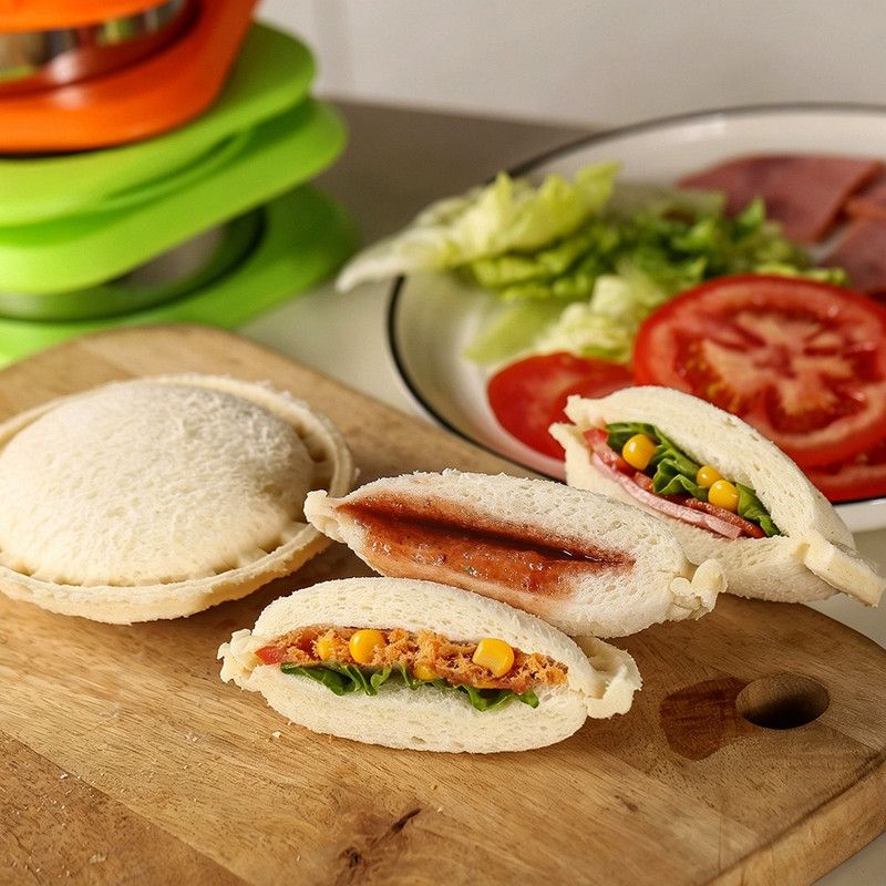 Spring-Assisted Pocket Sandwich Maker, 2-in-1 Stainless Steel Toast Cutter & Sealer for Breakfast - Gray
