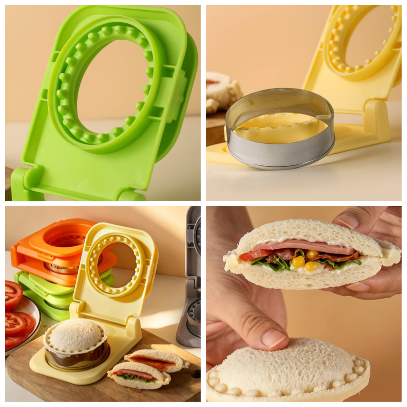 Spring-Assisted Pocket Sandwich Maker, 2-in-1 Stainless Steel Toast Cutter & Sealer for Breakfast—Green