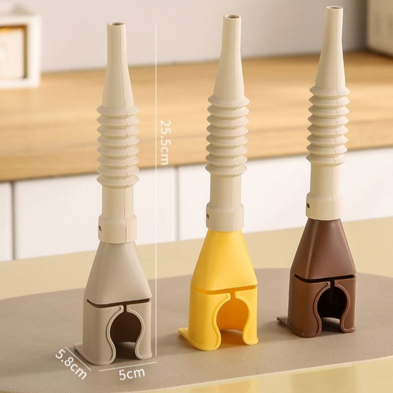 Bendable Silicone Long Oil Funnel, Clip-On Universal Oil Dispenser, Multi-Purpose Kitchen Transfer Funnel—Yellow