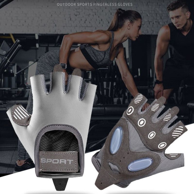Black - Size L - Women's Ice Silk Half-Finger Fitness Gloves, Silicone Shock-Absorbing, Anti-Slip, Breathable Sports Gloves