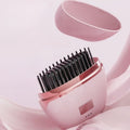 Mini Wireless Negative Ion Hair Straightener Brush, Rechargeable Portable Constant-Temperature Hair Styling Comb for Travel—Pink