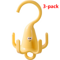 3-Pack - Cute Cartoon 5-Claw Rotating Hook, Multi-Purpose Closet Organizer Hanger for Hats, Bags, Belts, and Lingerie - Yellow