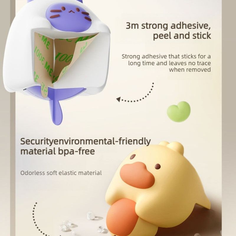 4-Pack Cartoon Animal Corner Guards, Safety Table Edge Protectors, Self-Adhesive PVC Anti-Collision Corner Pads—Beige