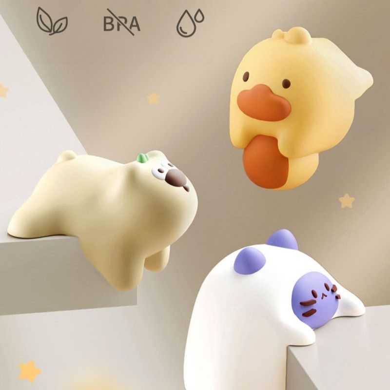 4-Pack Cartoon Animal Corner Guards, Safety Table Edge Protectors, Self-Adhesive PVC Anti-Collision Corner Pads—White