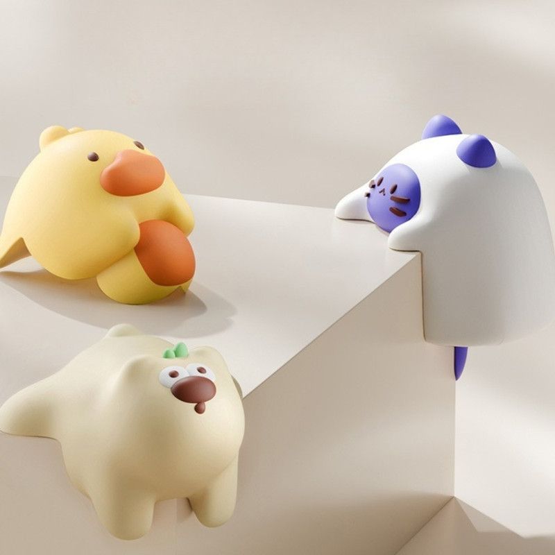 4-Pack Cartoon Animal Corner Guards, Safety Table Edge Protectors, Self-Adhesive PVC Anti-Collision Corner Pads—White
