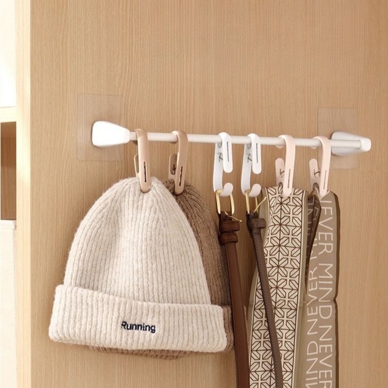 10-Pack Multi-Functional Hook Clips, Stackable Long-Tail Clips for Closets, for Kitchen and Bathroom—Brown