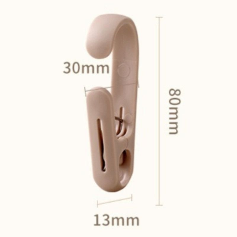 10-Pack Multi-Functional Hook Clips, Stackable Long-Tail Clips for Closets, for Kitchen and Bathroom—Pink