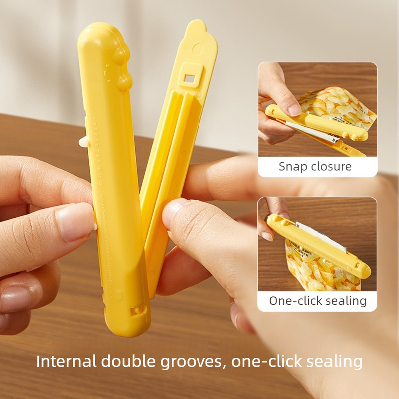 Cat Magnetic Storage Box Food Sealing Clips, Date Mark Snack Bag Sealer Clips—Brown