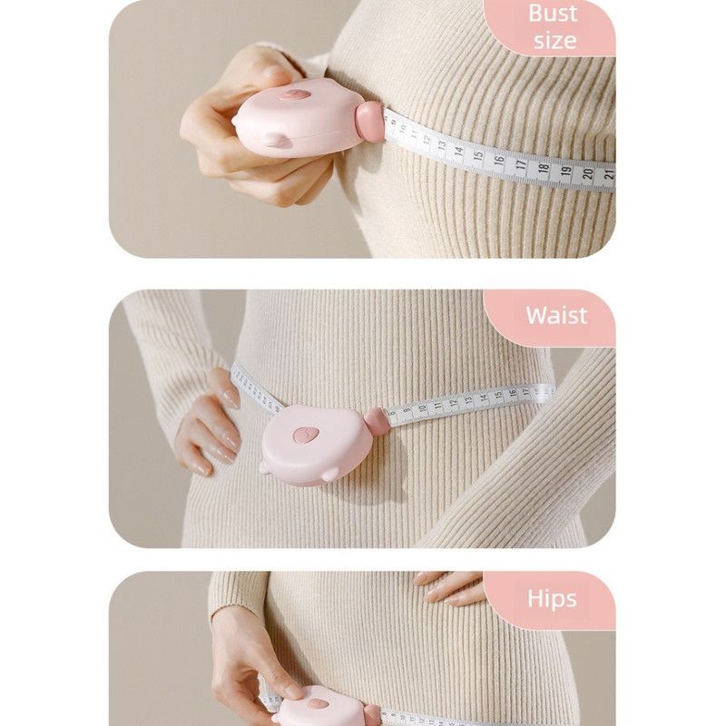 Bear Magnetic Retractable Tape Measure, Portable Body Measuring Ruler for Bust, Waist, and Hips—Brown