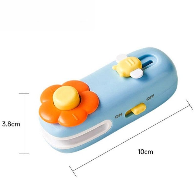 Flower Mini Magnetic Sealer, Handheld Rechargeable 2-in-1 Bag Sealing & Cutter Machine for Snack Packaging—Blue