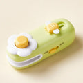Flower Mini Magnetic Sealer, Handheld Rechargeable 2-in-1 Bag Sealing & Cutter Machine for Snack Packaging—Green