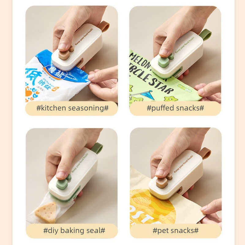 Magnetic Mini Rechargeable Sealer, 2-in-1 Portable Plastic Food Bag Sealing & Cutting Machine—Green