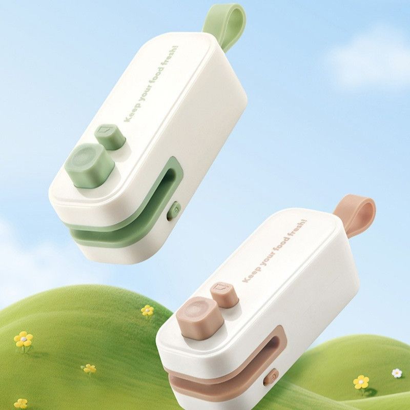 Magnetic Mini Rechargeable Sealer, 2-in-1 Portable Plastic Food Bag Sealing & Cutting Machine—Green